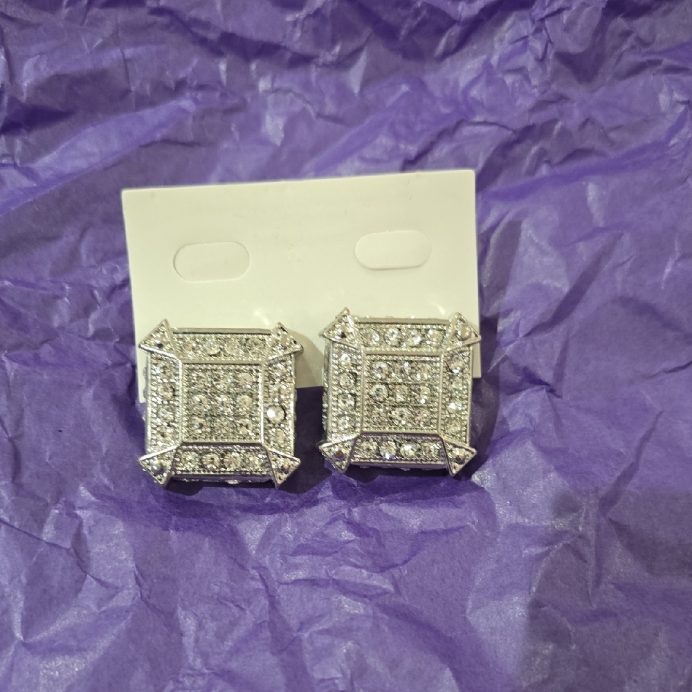Fashion Jewelry Silver Square Earrings